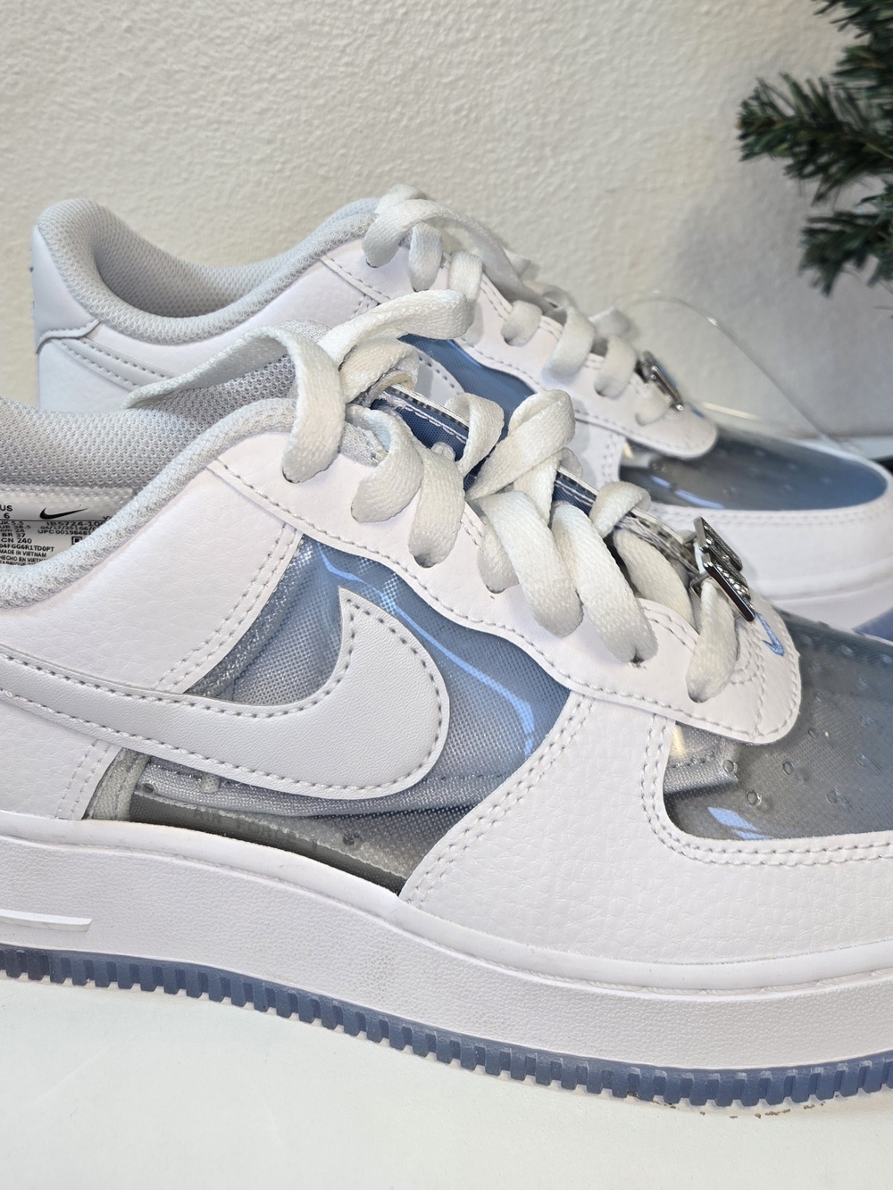 NEW Nike AF1 Low Invisible White and Light Blue Low-Top Sneakers